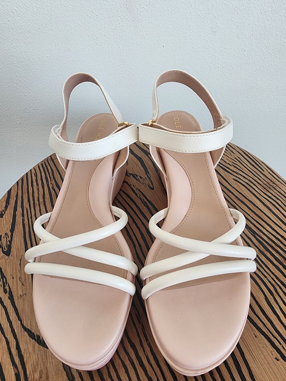 Cole Haan Grand Ambition Addison Strappy Wedge Sandals White Pink Women's Size 7 - Picture 12 of 16